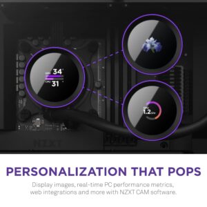 NZXT Kraken 240 – RL-KN-240-B1-240mm AIO CPU Liquid Cooler – Customizable 1.54″ Square LCD Display for Images, Performance Metrics and More – High-Performance Pump – 2 x F120P Fans – Black