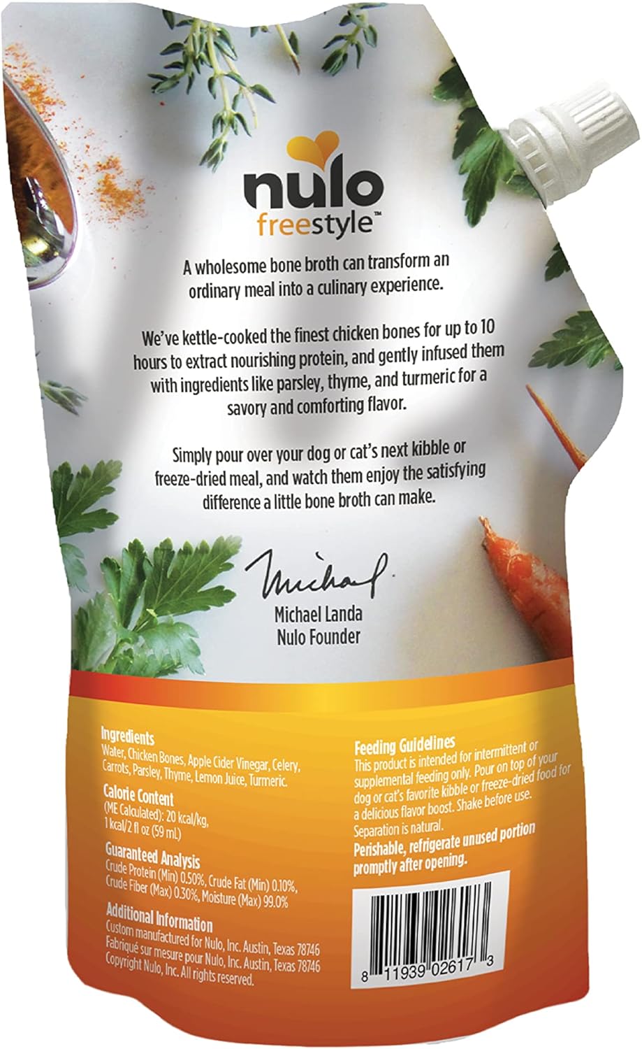 Nulo Freestyle Bone Broth, Premium Food Topper for Cats and Dogs, with Collagen and Chondroitin Sulfate to Help Boost The Quality of Your Pet’s Coat and Skin, 20 FL Oz Pouch - Image 2