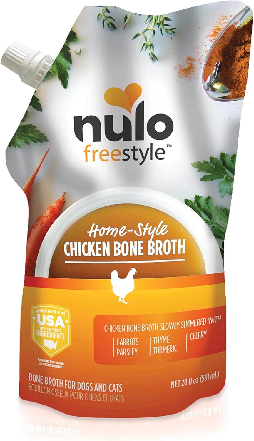 Nulo Freestyle Bone Broth, Premium Food Topper for Cats and Dogs, with Collagen and Chondroitin Sulfate to Help Boost The Quality of Your Pet’s Coat and Skin, 20 FL Oz Pouch