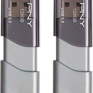 PNY 128GB Turbo Attaché 3 USB 3.0 Flash Drive, Silver (Pack of 2)