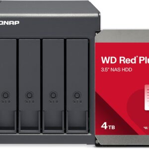 QNAP TR-004-44WD-US 4 Bay DAS (USB Type-C) with 12TB Storage Capacity, Preconfigured RAID 5 WD Red Plus HDD Bundle