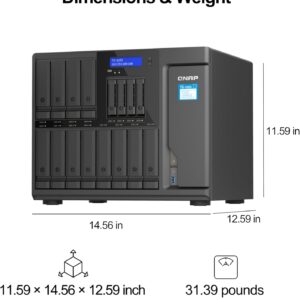 QNAP TS-1655-8G-US 16 Bay high Performance and high-Capacity Hybrid NAS with Intel® Atom® 8-core Processor, Dual 2.5GbE and Long-Term Availability