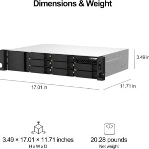 QNAP TS-873AeU-4G-US 8 Bay High-Speed Short Depth Rackmount Rackmount Dual-2.5GbE NAS AMD Ryzen™ CPU, 4GB DDR4 Memory and 2.5GbE (2.5G/1G/100M) Network Connectivity (Diskless)