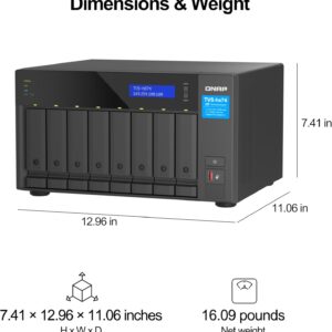 QNAP TVS-h874-i7-32G-US 8 Bay High-Speed Desktop NAS with M.2 PCIe Slots, 12th Gen Intel Core CPU, up to 64GB DDR4 RAM, 2.5 GbE Networking and PCIe Gen 4 expandability (Diskless)