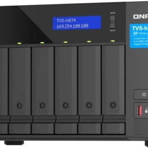 QNAP TVS-h874-i7-32G-US 8 Bay High-Speed Desktop NAS with M.2 PCIe Slots, 12th Gen Intel Core CPU, up to 64GB DDR4 RAM, 2.5 GbE Networking and PCIe Gen 4 expandability (Diskless)