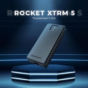 SABRENT Rocket XTRM 5 4TB Thunderbolt 5 Portable SSD, 80Gbps Connection, Up to 64Gbps Transfer, Compatible with TB4 TB3 USB4 USB 3.2 20Gbps 10Gbps 5Gbps, Rugged Aluminum and Silicone (SB-XTM5-4TB)