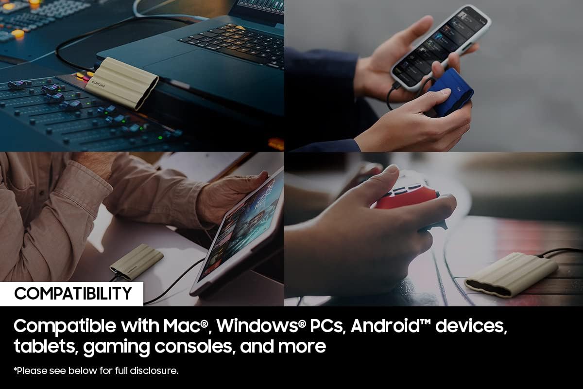 SAMSUNG T7 Shield 2TB Portable SSD, USB 3.2 Gen2, Rugged, IP65 Rated, for Photographers, Content Creators and Gaming, External Solid State Drive (MU-PE2T0R/AM, 2022), Blue - Image 2