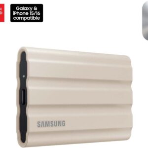 SAMSUNG T7 Shield Portable External Solid State Drive USB 3.2 1TB, IP65 Water Resistant, Compatible with PC/Mac/Android/Gaming Consoles (MUPE1T0K/AM), Beige