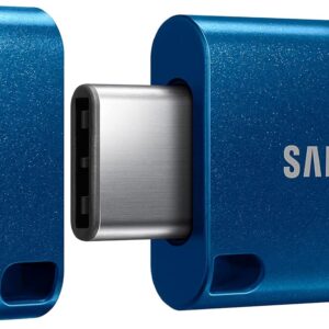 Samsung Type-C USB Flash Drive, 256GB, Transfers 4GB Files in 11 Secs w/Up to 400MB/s USB 3.2 Gen 1 Read Speeds, Compatible w/USB 3.0/2.0, Waterproof, 2022, Blue, MUF-256DA/AM