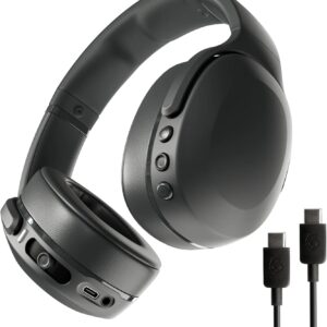 Skullcandy Crusher Evo Wireless Bluetooth Headphones with Extra USB-C Charging Cable, Multi-Sensory Bass, Noise Isolating Over-Ear Fit, 40 Hours Battery, Microphone for iPhone Android - True Black