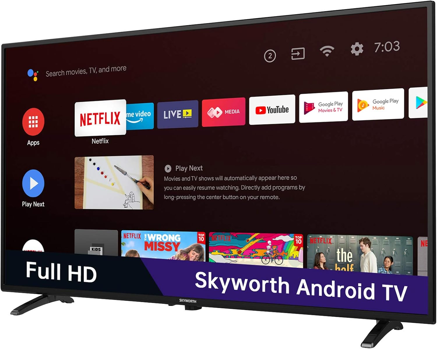 Skyworth 32 inch Smart TV, 720P Roku Google TV with Chromecast Built-in, Android LED TV for Bedroom - S3G - Image 2