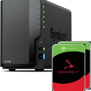 Synology DS225+ 2-Bay Diskstation NAS (Intel Celeron J4125 Quad-Core, 2 GB Non-ECC DDR4 SODIMM 1 x 2,5 GbE und 1 x 1 GbE RJ-45 LAN-Port) 8TB Bundle with 2X 4TB Seagate Ironwolf