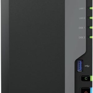 Synology DS225+ 4TB (Synology HAT33) 2-Bay Plus Series - Intel Celeron J4125 Quad-core, 2GB Non-ECC DDR4 SODIMM upgradable to 6GB Using D4NS01-4G. 1 x 2.5GbE and 1 x 1GbE RJ-45 LAN Port