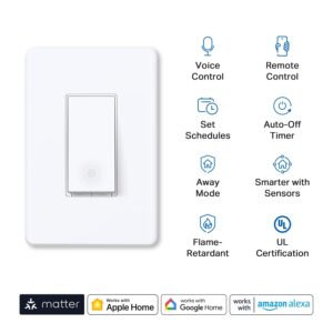 TP-Link Tapo Matter Smart Light Switch: Voice Control w/Siri, Alexa & Google Home | UL Certified | Timer & Schedule | Easy Guided Install | Neutral Wire Required | Single Pole | Tapo S505(2-Pack)