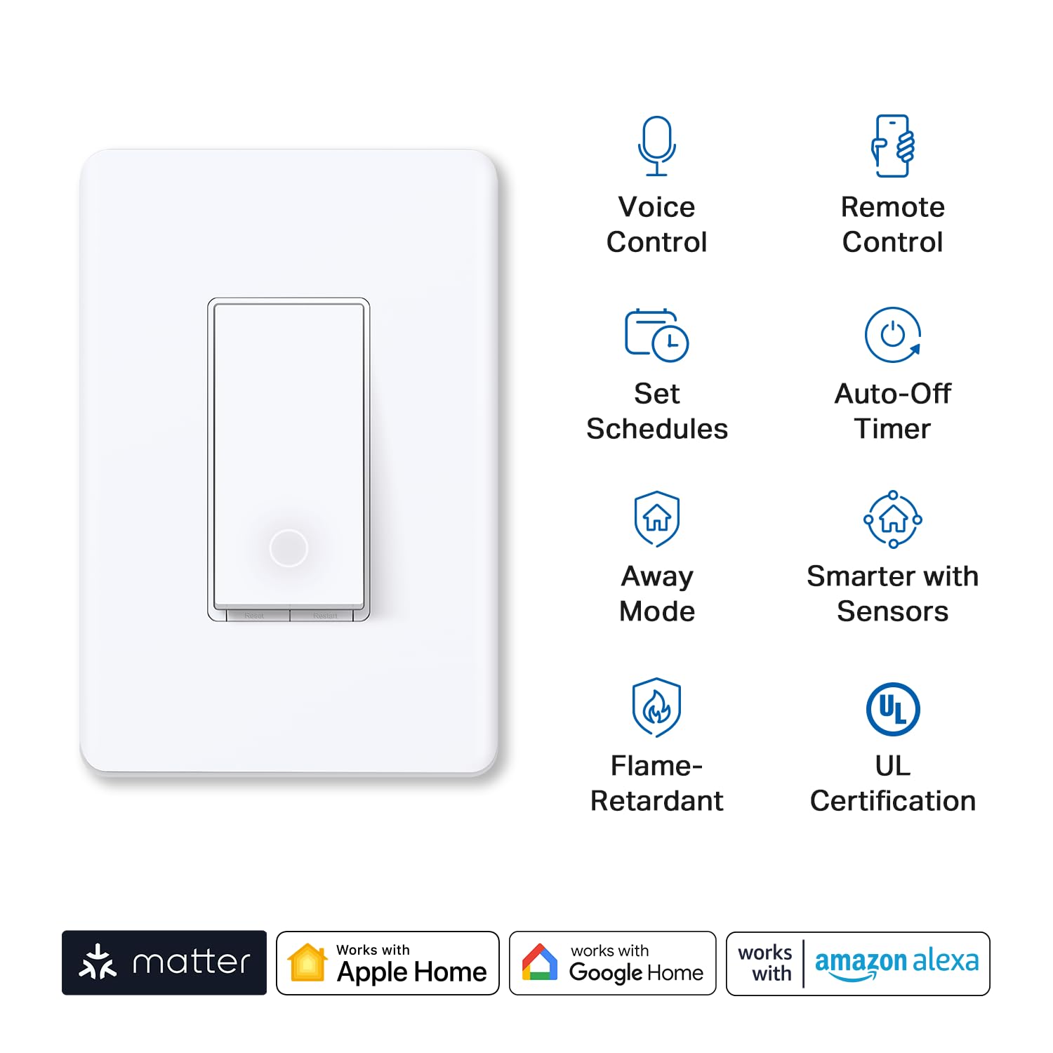 TP-Link Tapo Matter Smart Light Switch: Voice Control w/Siri, Alexa & Google Home | UL Certified | Timer & Schedule | Easy Guided Install | Neutral Wire Required | Single Pole | Tapo S505(2-Pack) - Image 2