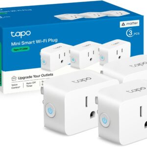 TP-Link Tapo Matter Supported Smart Plug Mini, Compact Design, 15A/1800W Max, Super Easy Setup, Works with Apple Home, Alexa & Google Home, UL Certified, 2.4G Wi-Fi Only, White, Tapo P125M(3-Pack)