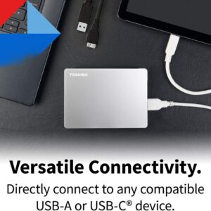 Toshiba Canvio Flex 1TB Portable External Hard Drive USB-C USB 3.0, Silver for PC, Mac, & Tablet – HDTX110XSCAA
