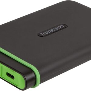 Transcend 2TB Rugged External Hard Drive, for PS4/PC/Mac/Desktop/Laptop/Xbox One/Xbox 360, USB3.1Gen1 (5Gbps) Type-C Portable HDD, One Touch Auto-Backup Button, Anti-Shock Resistant - TS2TSJ25M3C