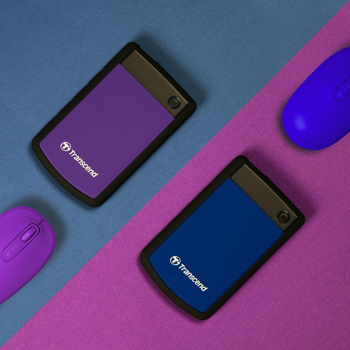 Transcend 2TB SJ25H3, USB 3.1 Portable Hard Drive Rugged, Anti-Shock Resistant, Compact and Lightweight with Lightning-Fast Speeds, One Touch Backup Button, Purple - TS2TSJ25H3P - Image 2