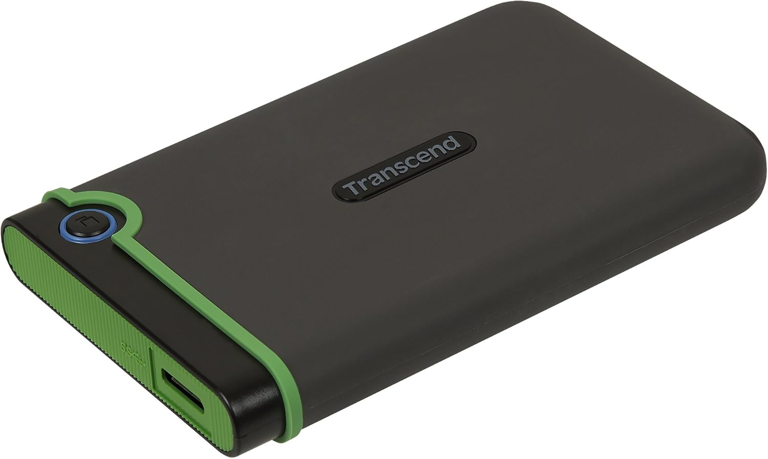 Transcend 2TB SJ25M3, USB 3.1 Portable Hard Drive Rugged, Anti-Shock Resistant, Compact and Lightweight with Lightning-Fast Speeds, One Touch Backup Button, Iron Gray - TS2TSJ25M3S
