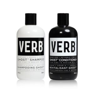 VERB Ghost Shampoo & Conditioner Duo Set - Infused with Moringa Oil -Cleanses + Moisturizes Fine and Weighed Down Hair - Vegan, No Parabens or Harmful Sulfates