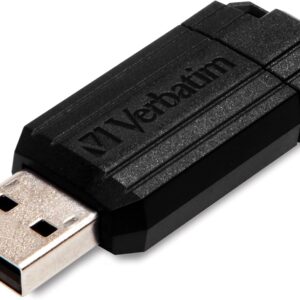 Verbatim 8GB PinStripe Retractable USB 2.0 Flash Thumb Drive with Microban Antimicrobial Product Protection – Black