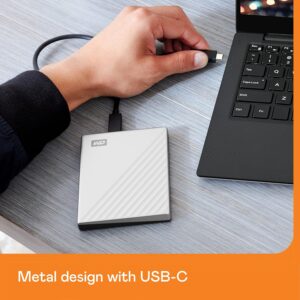 WD 2TB My Passport Ultra, Silver, Portable External Hard Drive, backup software with defense against ransomware, and password protection, USB-C and USB 3.1 – WDBC3C0020BSL-WESN
