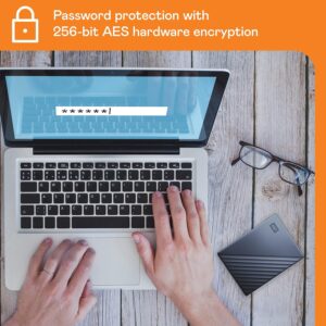 WD 5TB My Passport Ultra, Blue, Portable External Hard Drive, backup software with defense against ransomware, and password protection, USB-C and USB 3.1 – WDBFTM0050BBL-WESN