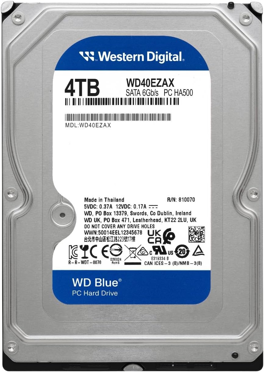 Western Digital 4TB WD Blue PC Internal Hard Drive HDD - 5400 RPM, SATA 6 Gb/s, 256 MB Cache, 3.5" - WD40EZAX - Image 2