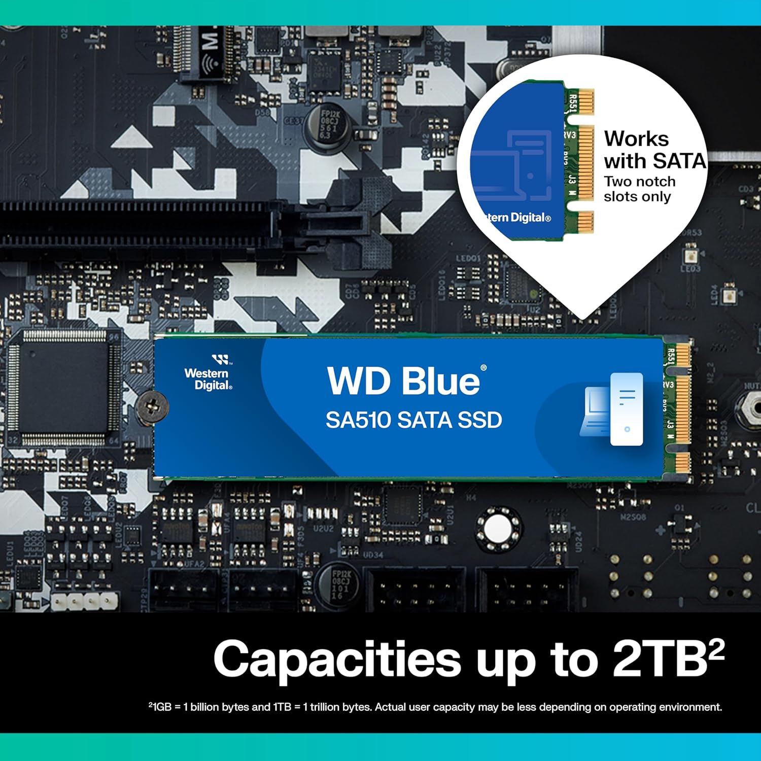 Western Digital 1TB WD Blue SA510 SATA Internal Solid State Drive SSD - SATA III 6 Gb/s, M.2 2280, Up to 560 MB/s - WDS100T3B0B - Image 4