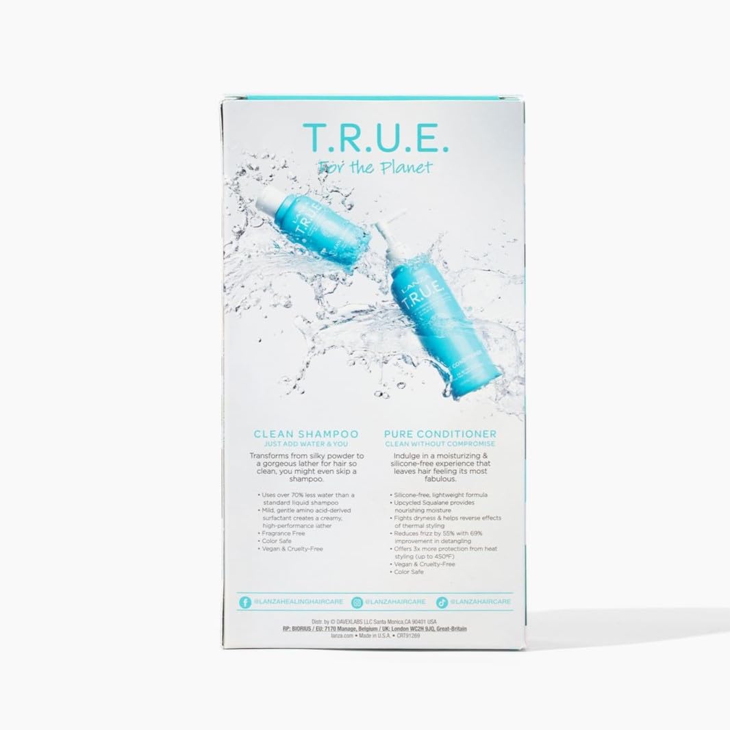 L'ANZA T.R.U.E. Duo Hair Kit, Clean Shampoo & Pure Conditioner, Anti Frizz, Fragrance & Paraben Free, Vegan & Cruelty Free Shampoo and Conditioner Set, Luxury Hair Care Kit in a Gift Box (2/8 Fl Oz) - Image 6