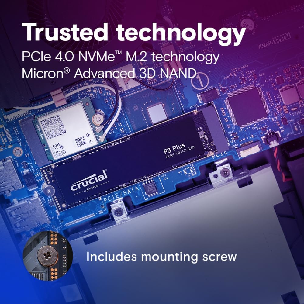 Crucial P3 Plus 1TB PCIe Gen4 3D NAND NVMe M.2 SSD, up to 5000MB/s - CT1000P3PSSD8 - Image 4