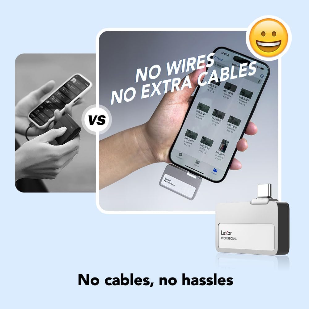 Lexar 2TB Professional Go Portable SSD, Supports Apple 4K 60fps ProRes, Up to 1050MB/s, USB 3.2 Gen 2, Rugged, IP65, Ultracompact, Compatible w/iPhone 15/16, External SSD (LSL400X002T-RNSNU) - Image 5