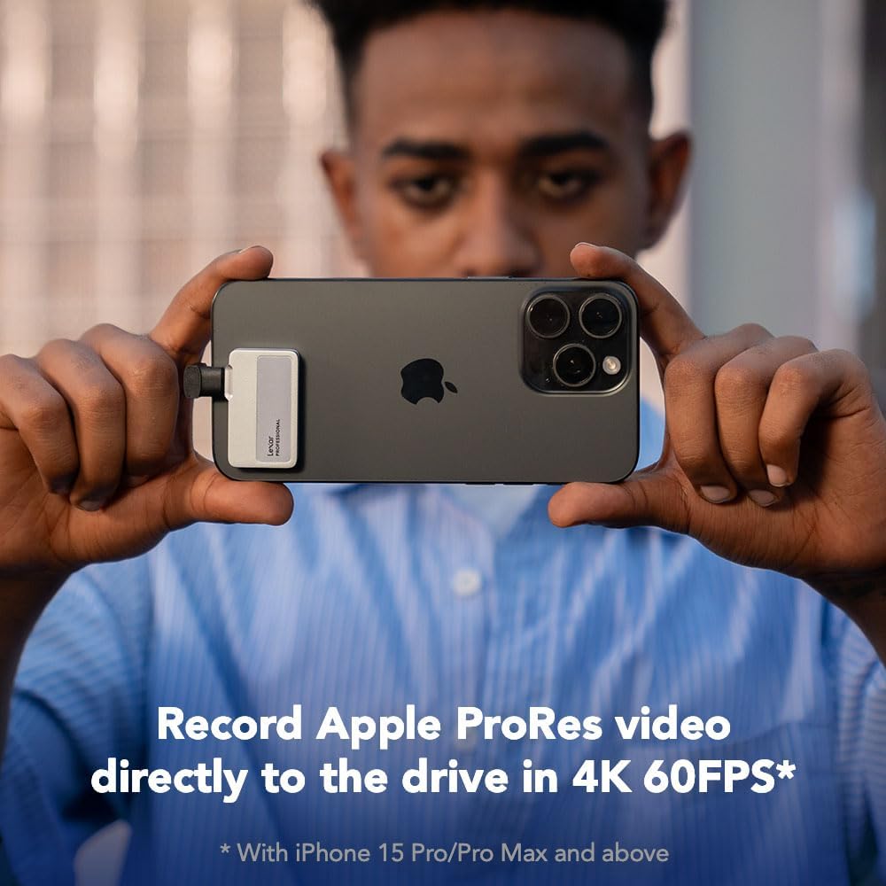 Lexar 2TB Professional Go Portable SSD, Supports Apple 4K 60fps ProRes, Up to 1050MB/s, USB 3.2 Gen 2, Rugged, IP65, Ultracompact, Compatible w/iPhone 15/16, External SSD (LSL400X002T-RNSNU) - Image 6