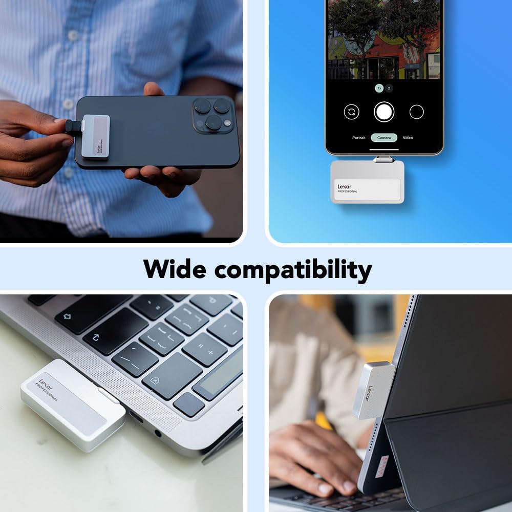 Lexar 2TB Professional Go Portable SSD, Supports Apple 4K 60fps ProRes, Up to 1050MB/s, USB 3.2 Gen 2, Rugged, IP65, Ultracompact, Compatible w/iPhone 15/16, External SSD (LSL400X002T-RNSNU) - Image 8