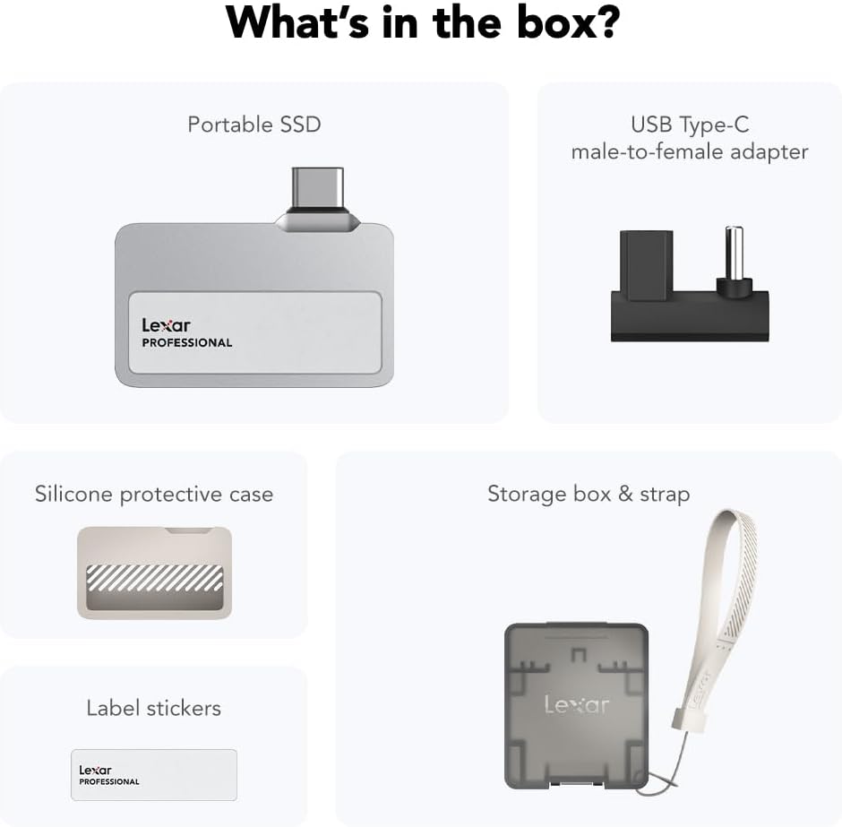 Lexar 2TB Professional Go Portable SSD, Supports Apple 4K 60fps ProRes, Up to 1050MB/s, USB 3.2 Gen 2, Rugged, IP65, Ultracompact, Compatible w/iPhone 15/16, External SSD (LSL400X002T-RNSNU) - Image 9