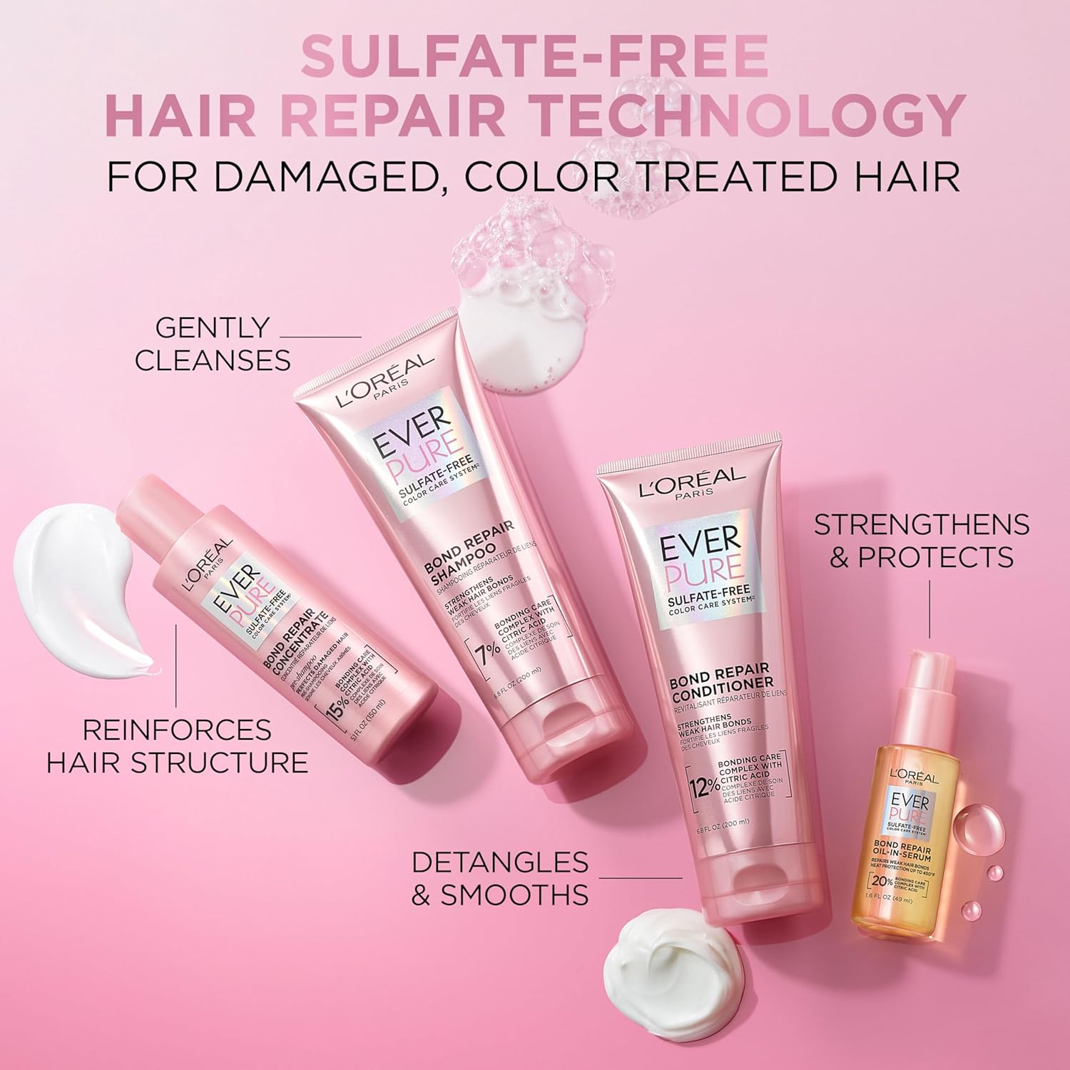L'Oreal Paris EverPure Sulfate-Free Vegan Hair Care Kit - Shampoo and Conditioner to Strengthen and Repair Hair Bonds (Packaging May Vary) - Image 4