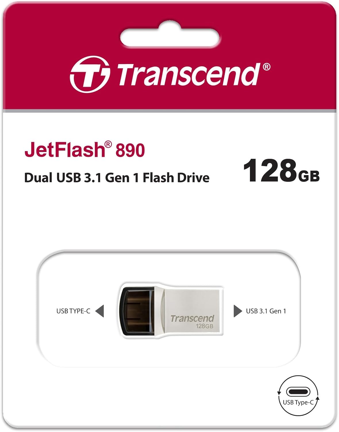 Transcend Japan TS128GJF890S USB Memory, 128 GB, USB 3.1, Gen1, Type-A/Type-C Dual Connectors, Compact Type, Data Recovery Software - Image 6