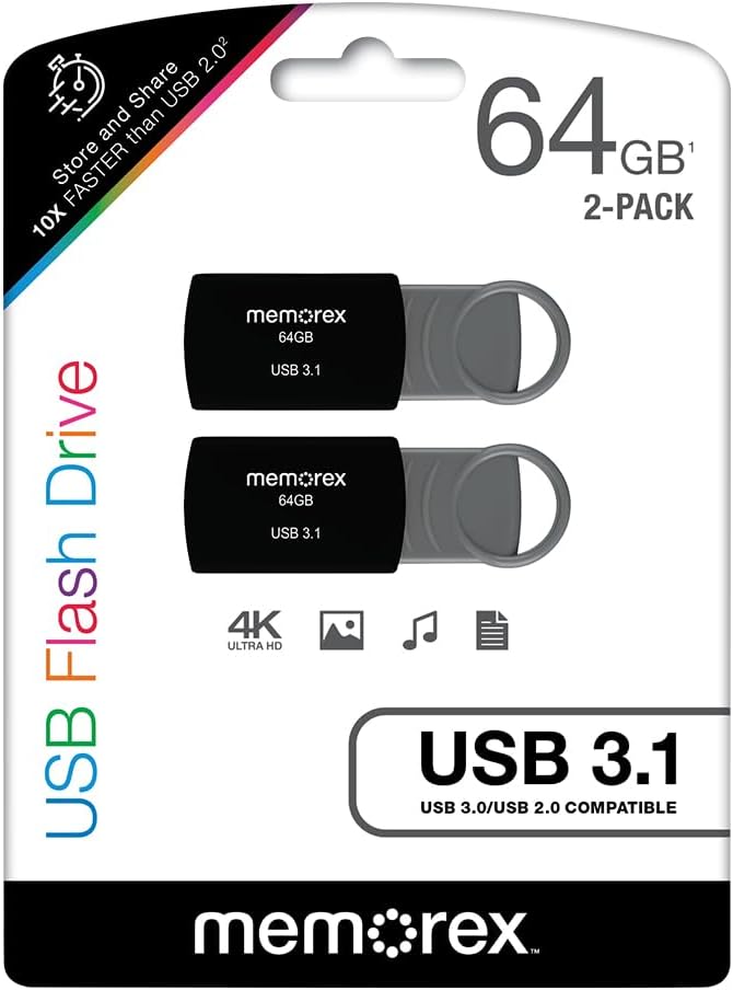 64GB Memorex USB 3.1 Flash Drive – Transfer Speeds Up to 10x Faster Than USB 2.0, Latest USB 3.1 Gen 1 Technology, Lightweight Design, for Daily File Management, Type-A Connector, 2-Pack - Image 6