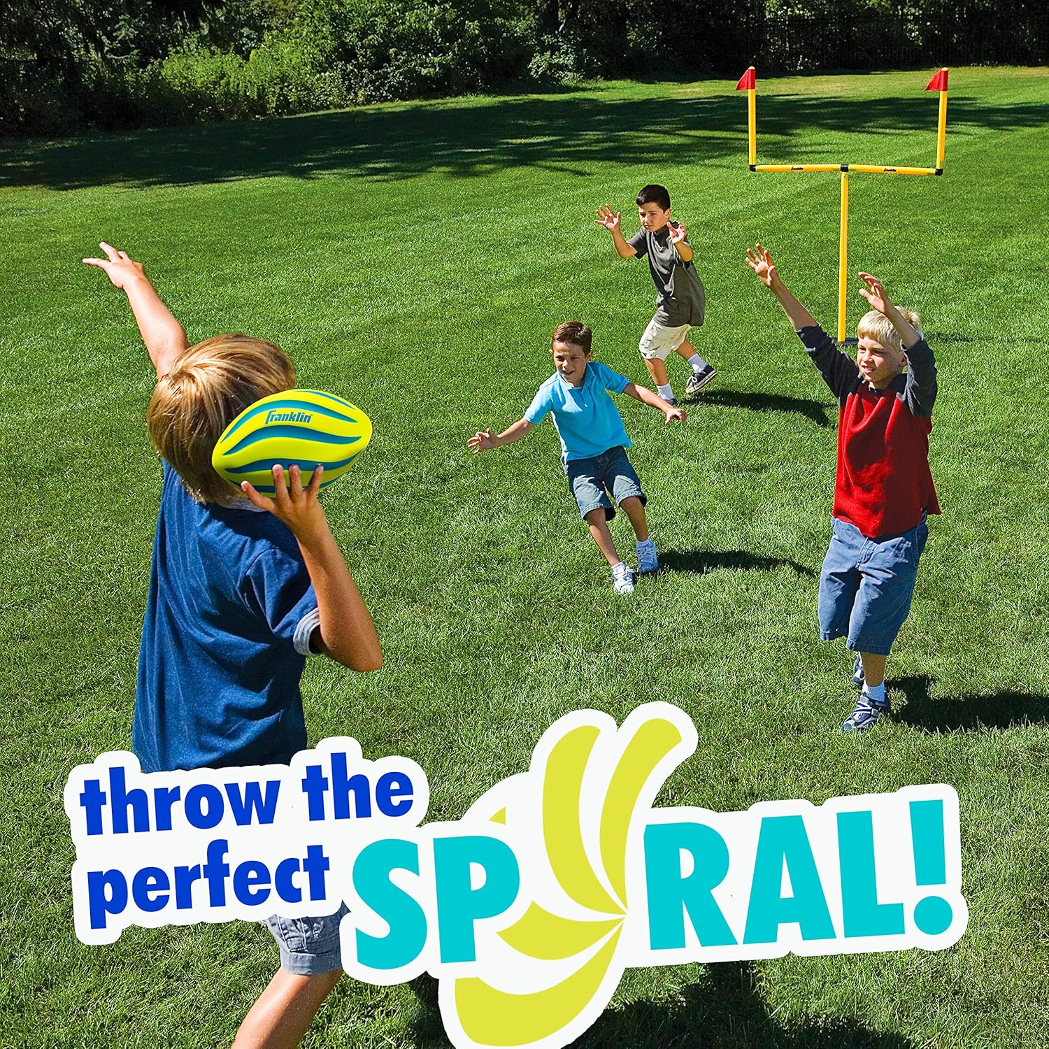 Franklin Sports Kids Foam Football - Mini Soft Foam Youth Football - Indoor + Outdoor Toy for Kids - Probrite 9" Mini Ball - Soft Backyard + Practice Toy Ball - Yellow - Image 5