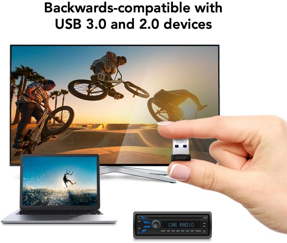 Lexar 128GB JumpDrive S47 USB 3.2 Gen 1 Flash Drive for Storage Expansion and Backup, Up To 250MB/s Read, Compact Plug-n-Stay, Black (LJDS47-128ABBKNA) - Image 5