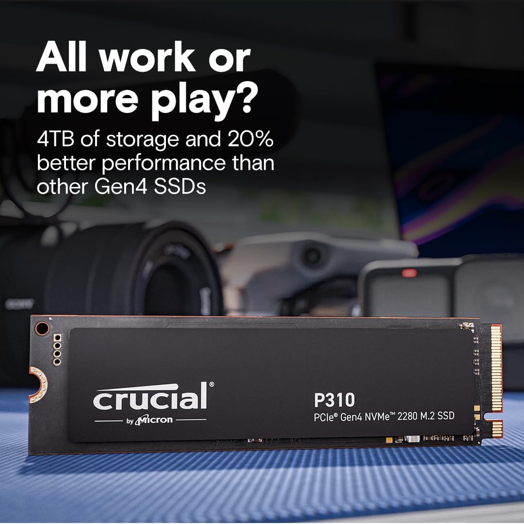 Crucial P310 4TB SSD, PCIe Gen4 NVMe M.2 2280, Up to 7,100MB/s, for Laptop, Desktop (PC), & Handheld Gaming Consoles, Includes Acronis Data Recovery Software, Solid State Drive - CT4000P310SSD801 - Image 3