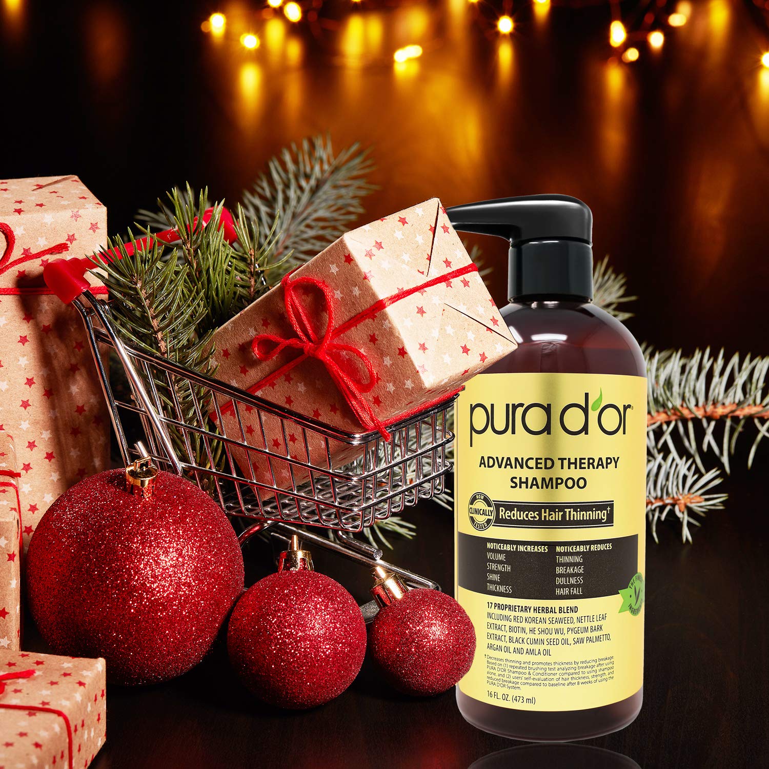 PURA D'OR 16 Oz Advanced Therapy Shampoo Reduces Hair Thinning & Increases Volume, No Sulfate, Biotin Shampoo Infused with Argan Oil, Aloe Vera for All Hair Types, Men & Women - Image 4
