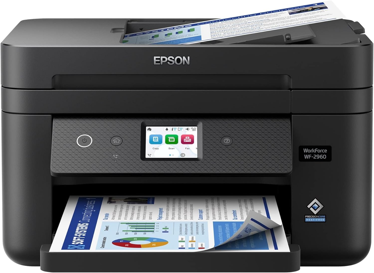 Epson Workforce WF-2960 Wireless All-in-One Printer with Scan, Copy, Fax, Auto Document Feeder, Automatic 2-Sided Printing, 2.4" Touchscreen Display, 150-Sheet Paper Tray and Ethernet,Black - Image 6