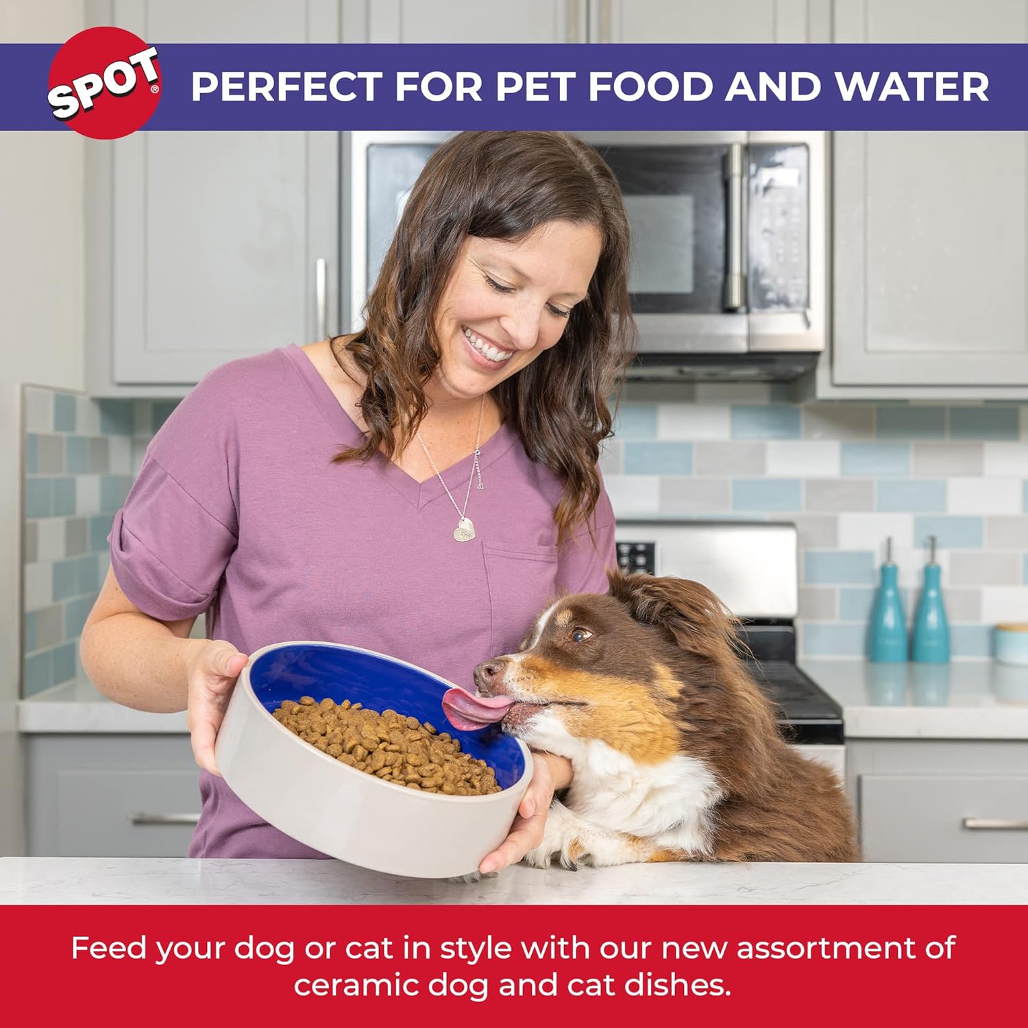 SPOT Standard Crock Dish - Heavy Duty, Non-Slip, Round Ceramic Food/Water Bowl for Pets, Ideal for Medium to Large Dogs or Multiple Animals, Dishwasher Safe - 9.5 in, 8 Cups, (64 Oz) - Image 4
