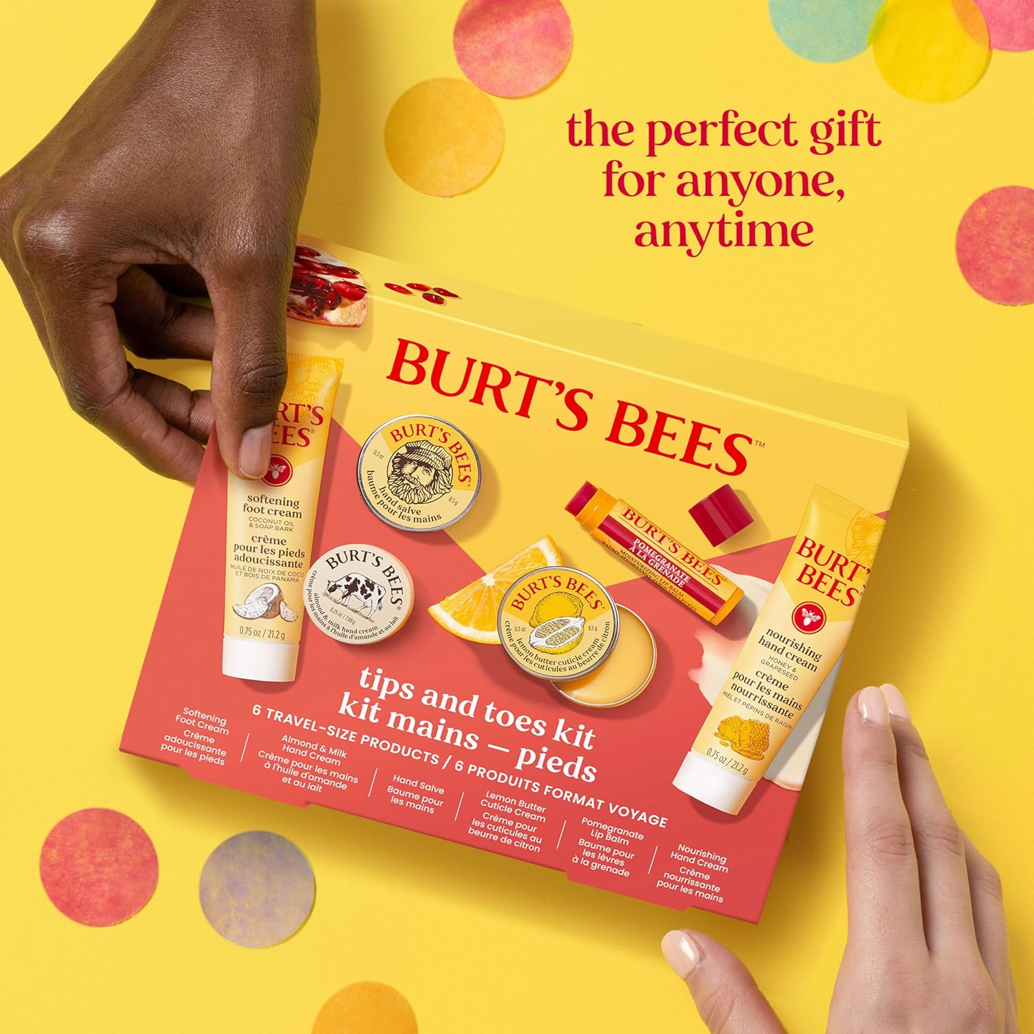 Burt's Bees Christmas Gifts - Tips and Toes Kit, 6 Travel Size Products for Stocking Stuffers - Pomegranate Moisturizing Lip Balm, 2 Hand Creams, Foot Cream, Cuticle Cream, and Hand Salve - Image 8