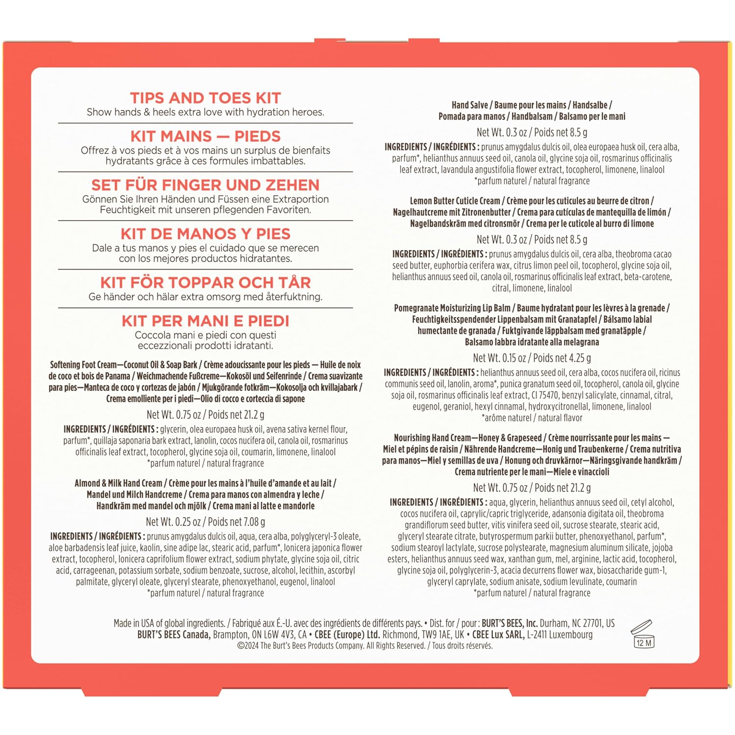 Burt's Bees Christmas Gifts - Tips and Toes Kit, 6 Travel Size Products for Stocking Stuffers - Pomegranate Moisturizing Lip Balm, 2 Hand Creams, Foot Cream, Cuticle Cream, and Hand Salve - Image 15