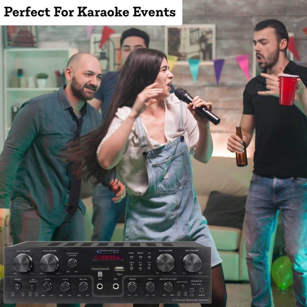 Home Theater System Kit, 4 Channel 1000 Watts Bluetooth Receiver with 5.25" 8 Qty of 175W in-Wall in-Ceiling Speakers & 16 Gauge 500 ft. Spool of Speaker Zip Wire by Vaiyer - Image 6