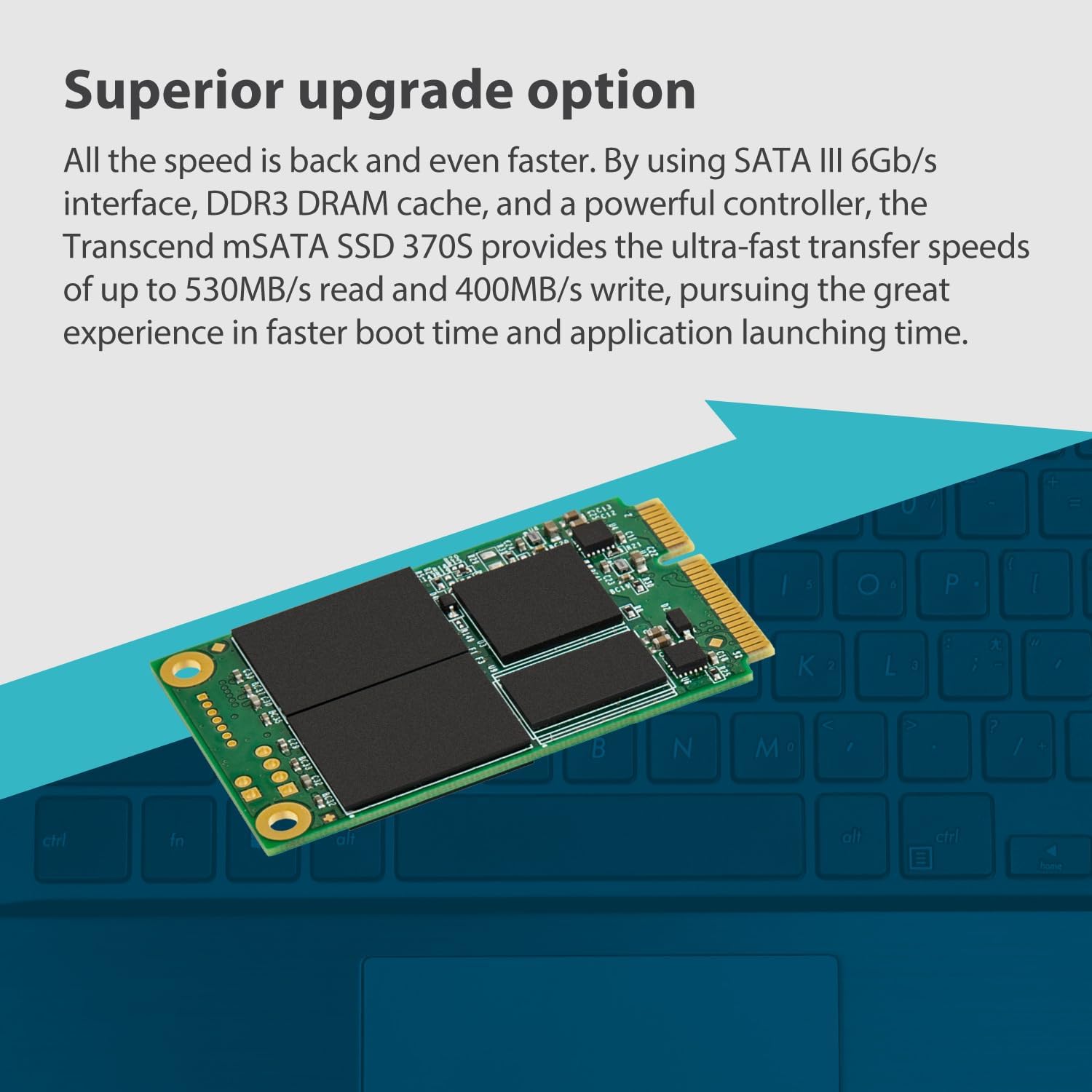 Transcend 64GB SATA III 6G/s mSATA SSD, Internal Solid State Drive, Up to 530 MB/s, Dram Cache, for Ultrabook, Desktop, Tablet PC, Server, MLC - TS64GMSA370S - Image 4