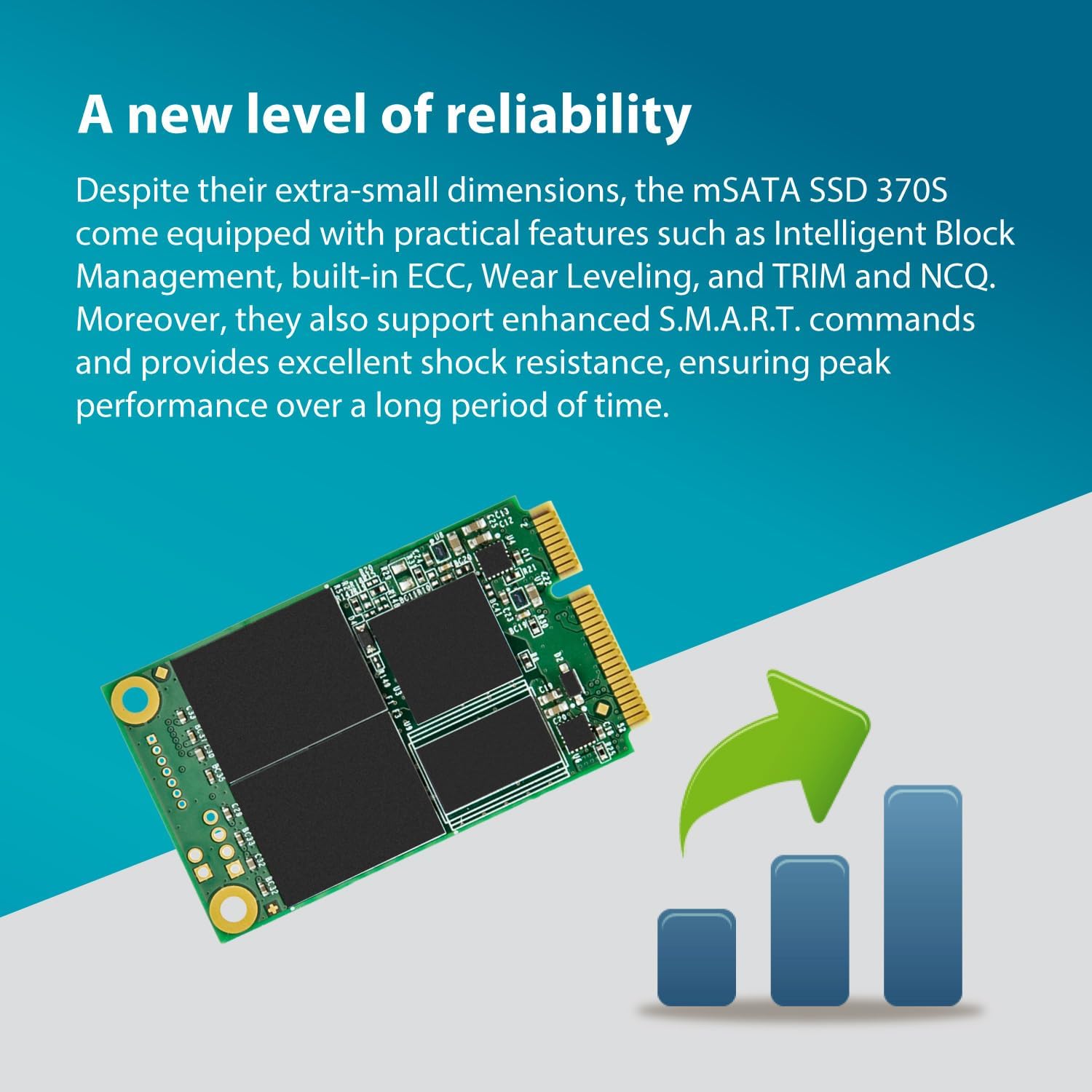 Transcend 64GB SATA III 6G/s mSATA SSD, Internal Solid State Drive, Up to 530 MB/s, Dram Cache, for Ultrabook, Desktop, Tablet PC, Server, MLC - TS64GMSA370S - Image 9